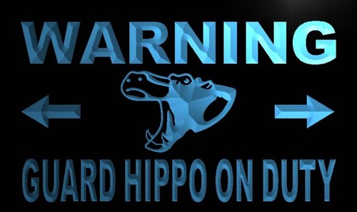 Warning Guard Hippo on Duty Neon Light Sign